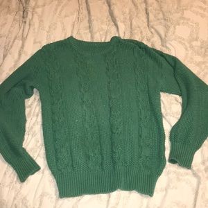 Thick knitted long sleeved light green sweater
